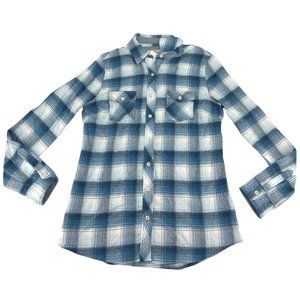Weatherproof | Women's Plaid Button Down Shirt | Blue & White | Size Small